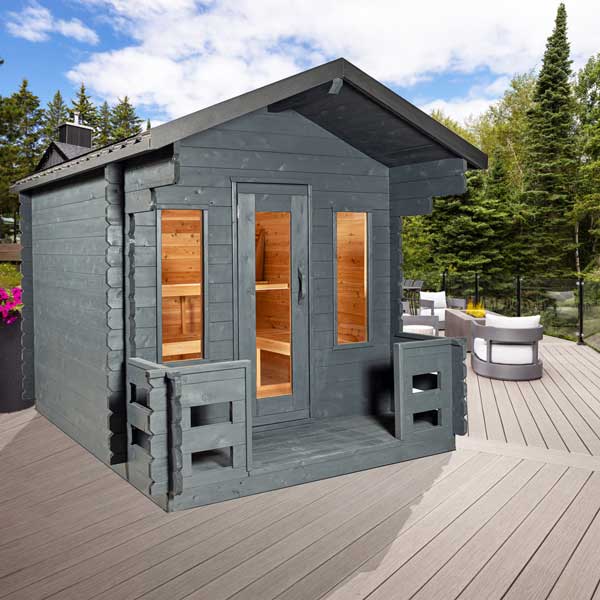 Canadian Timber Georgian Cabin Sauna with Porch - Wood Burning