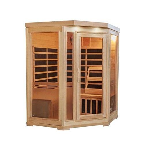 Sonoma 3-Person Hemlock Infrared Corner Sauna with 7 Carbon Heaters
