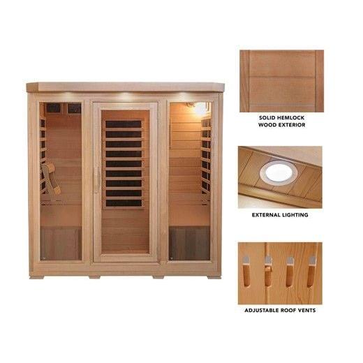 Sonoma 4-Person Hemlock Infrared Sauna with 9 Carbon Heaters