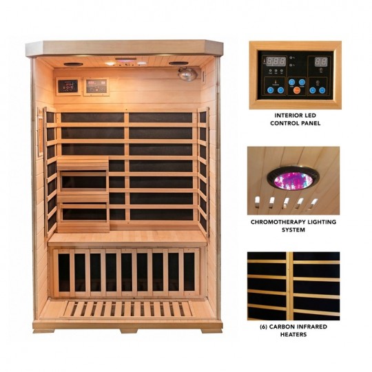 Sonoma 2-Person Hemlock Infrared Sauna with 6 Carbon Heaters