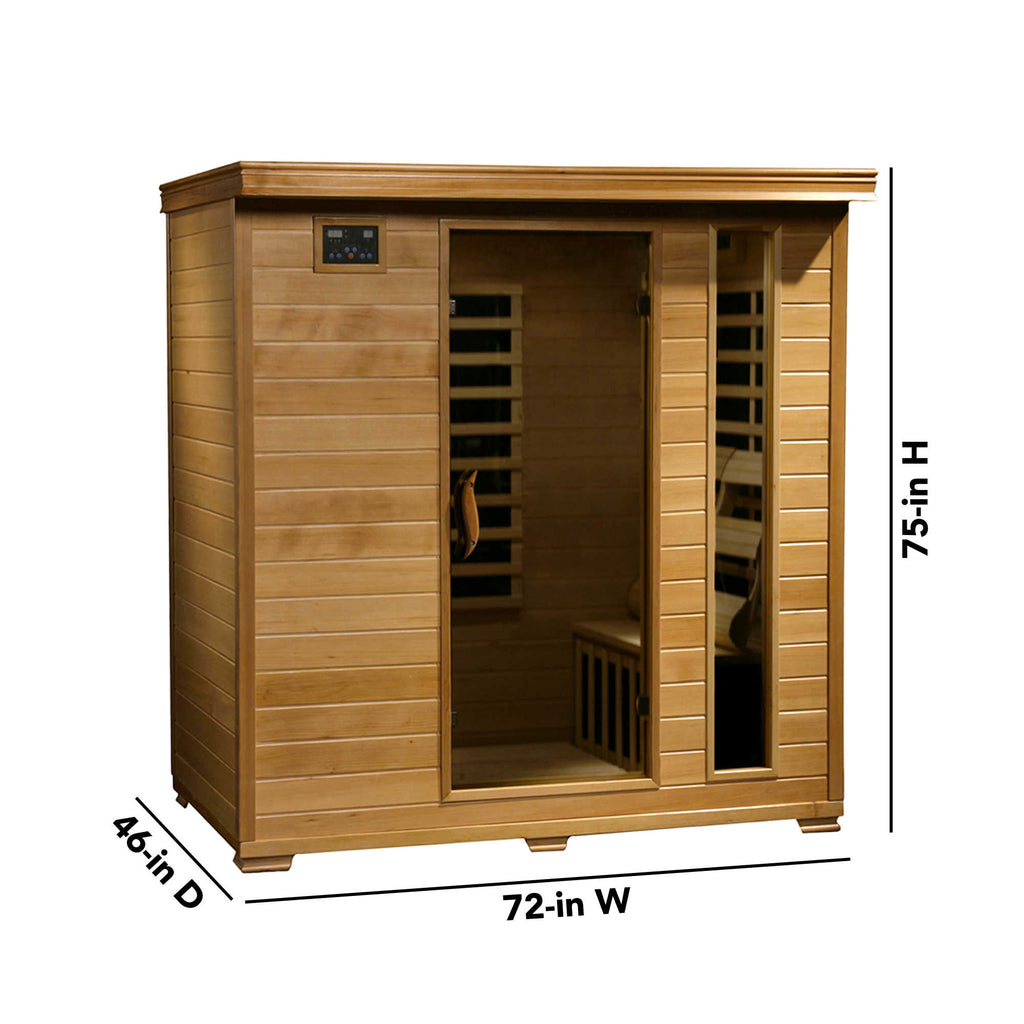 Monticello 4-Person Hemlock Infrared Sauna w/ 9 Carbon Heaters