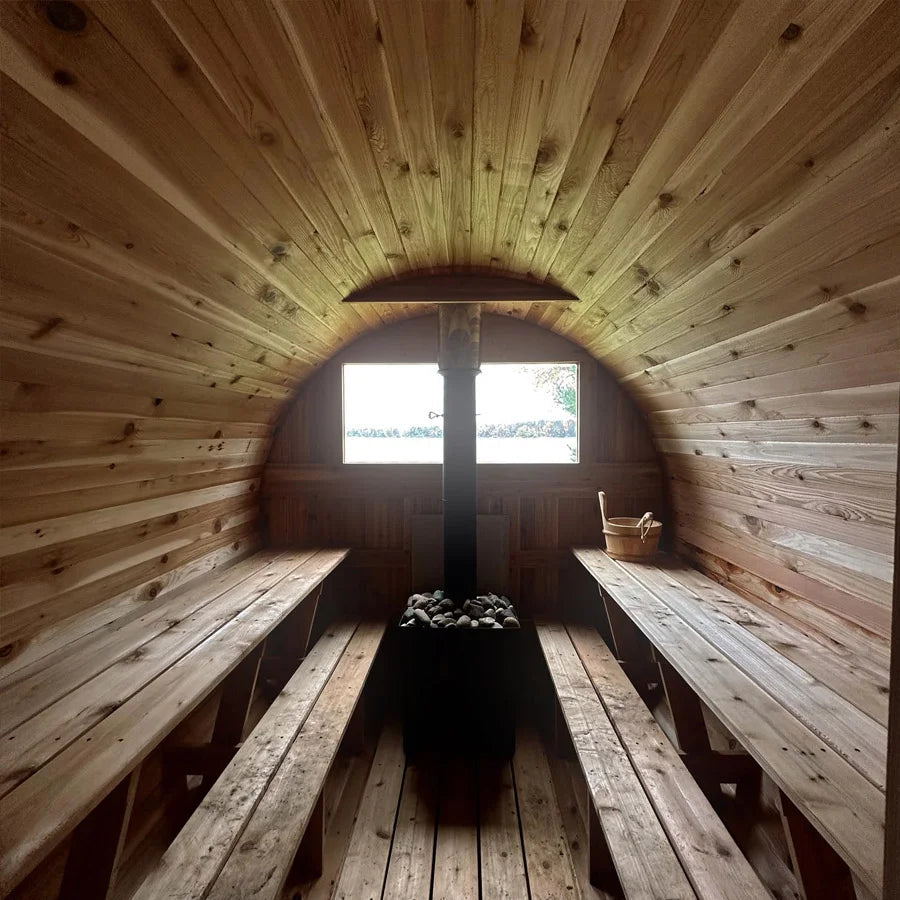 Setri 10 Person + Changing Room Cedar Barrel Sauna | 7′ x 12′
