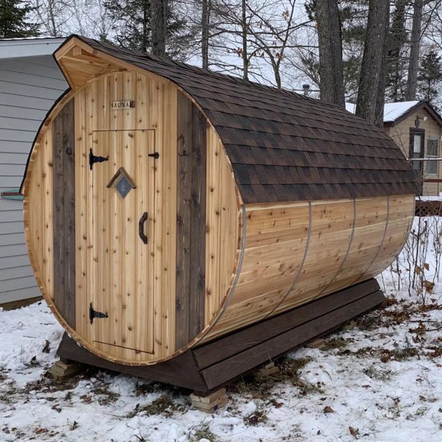 Setri 10 Person + Changing Room Cedar Barrel Sauna | 7′ x 12′