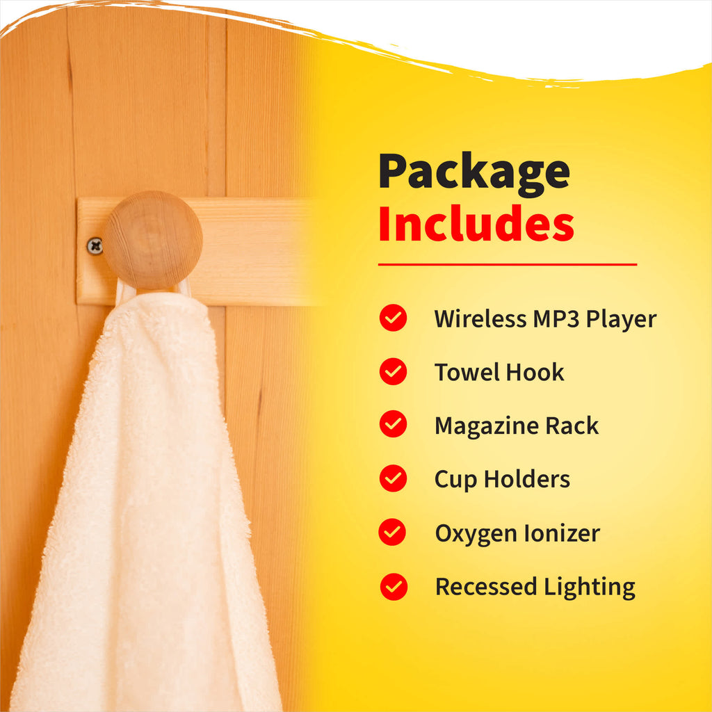 Coronado 2-Person Hemlock Deluxe Infrared Sauna w/ 5 Ceramic Heaters