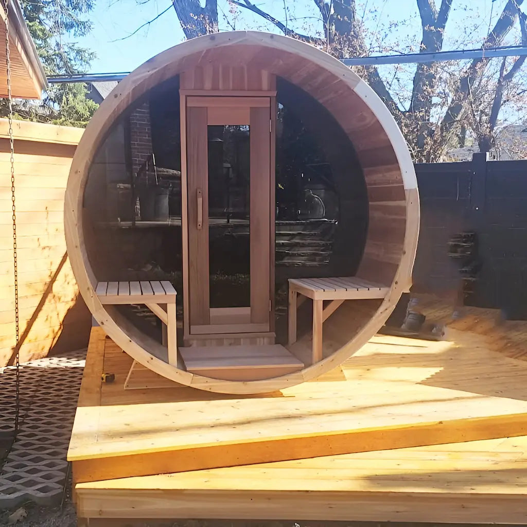 Leisurecraft - Canadian Timber Serenity MP Outdoor Barrel Sauna - Front
