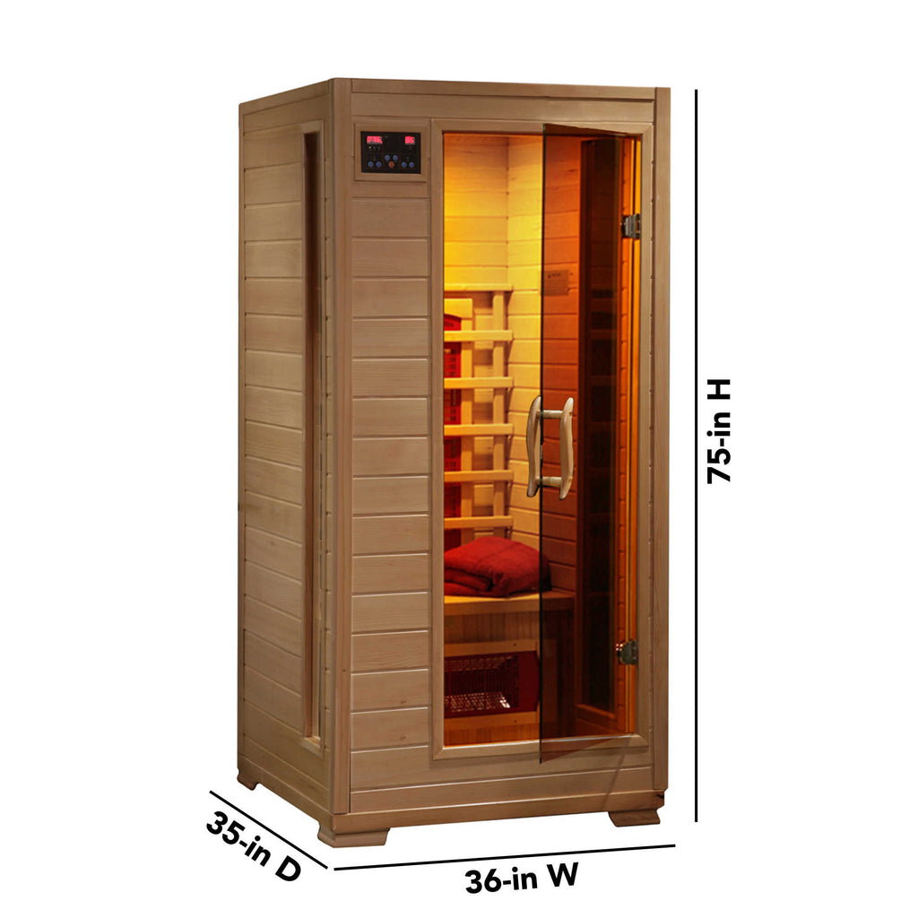 Buena Vista 1-2 Person Hemlock Infrared Sauna w/ 3 Ceramic Heaters