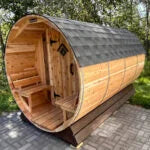 Setri 6 Person + Changing Room Cedar Barrel Sauna | 6′ x 12′