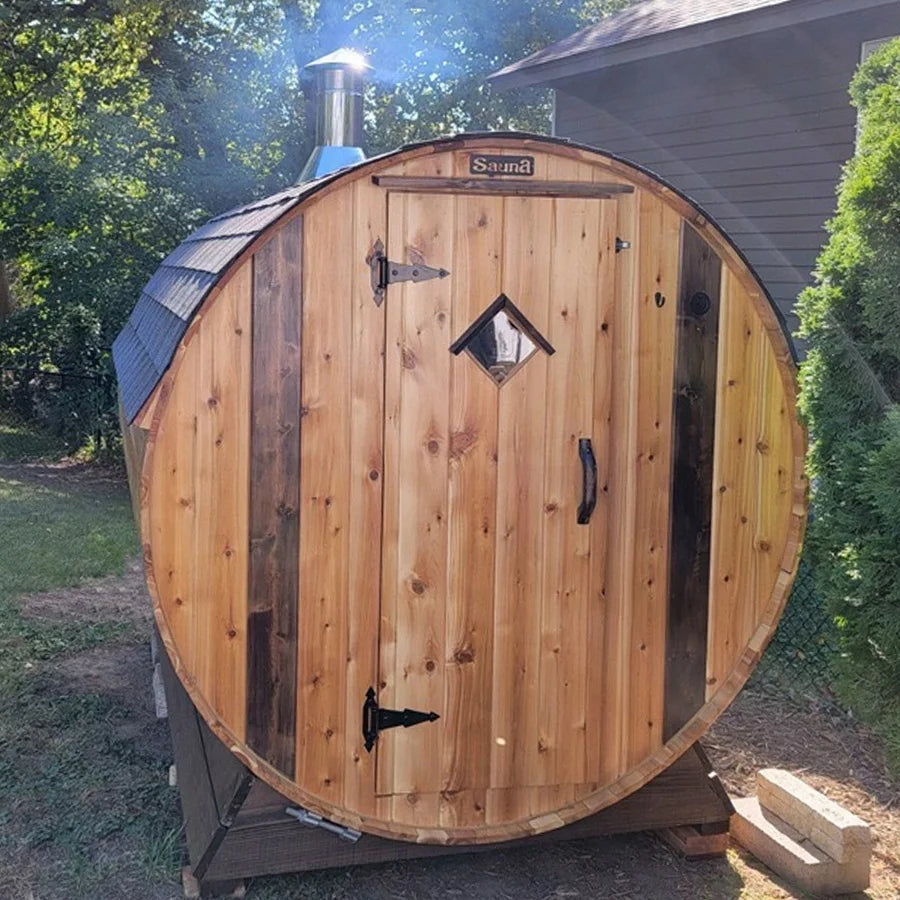 Setri 10 Person + Changing Room Cedar Barrel Sauna | 7′ x 12′
