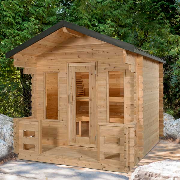 Canadian Timber Georgian Cabin Sauna with Porch - Wood Burning