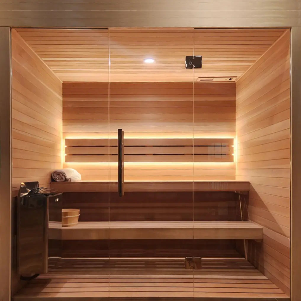 Custom Indoor Sauna Room - 7' x 9' x 8' - Finnish Sauna Builders