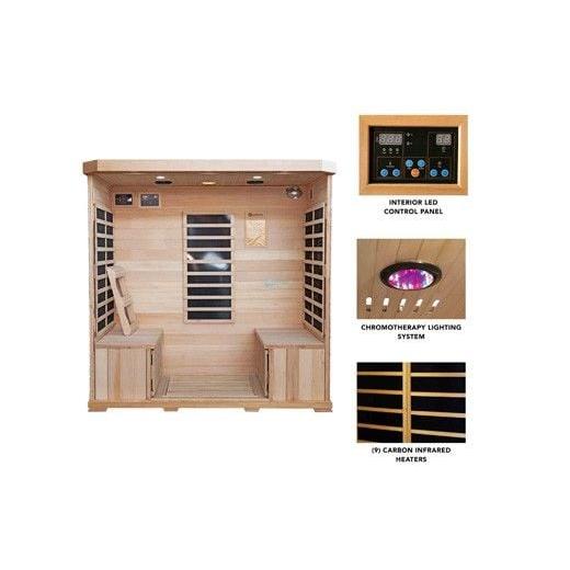 Sonoma 4-Person Hemlock Infrared Sauna with 9 Carbon Heaters