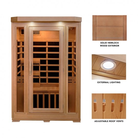 Sonoma 2-Person Hemlock Infrared Sauna with 6 Carbon Heaters