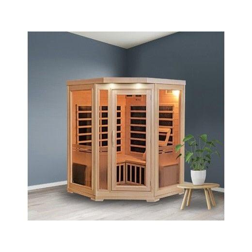Sonoma 3-Person Hemlock Infrared Corner Sauna with 7 Carbon Heaters