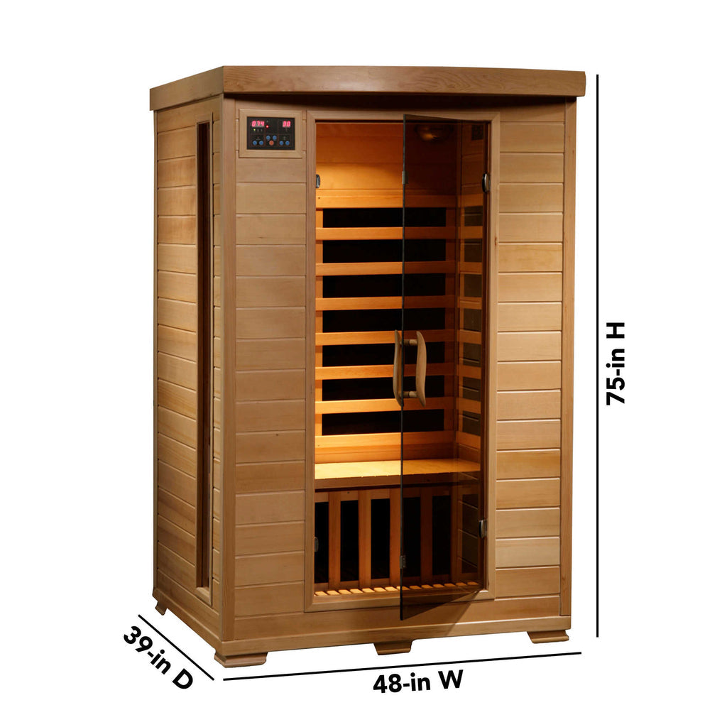 Coronado 2-Person Hemlock Deluxe Infrared Sauna w/ 6 Carbon Heaters